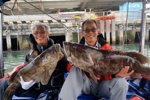 担杆岛外海船上手丝三式海钓几十斤大海斑 [视频]